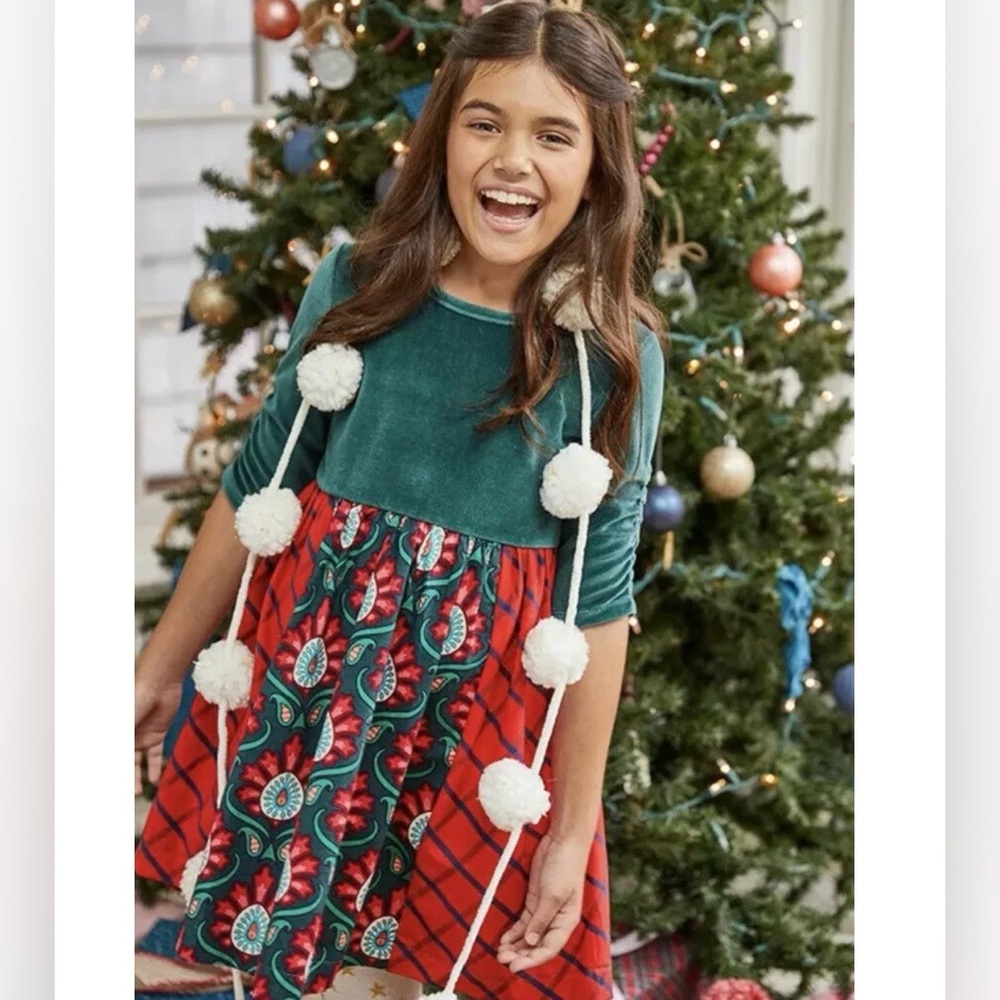 EUC Matilda Jane Big Girls Christmas In The Spirit Plaid Dress in Red & Green 10
